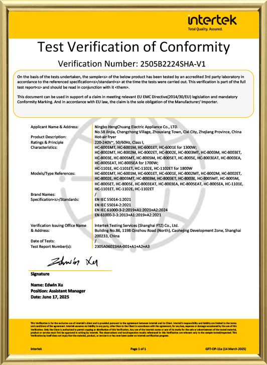 Ningbo Hengchuang Electric Appliance Co., Ltd.